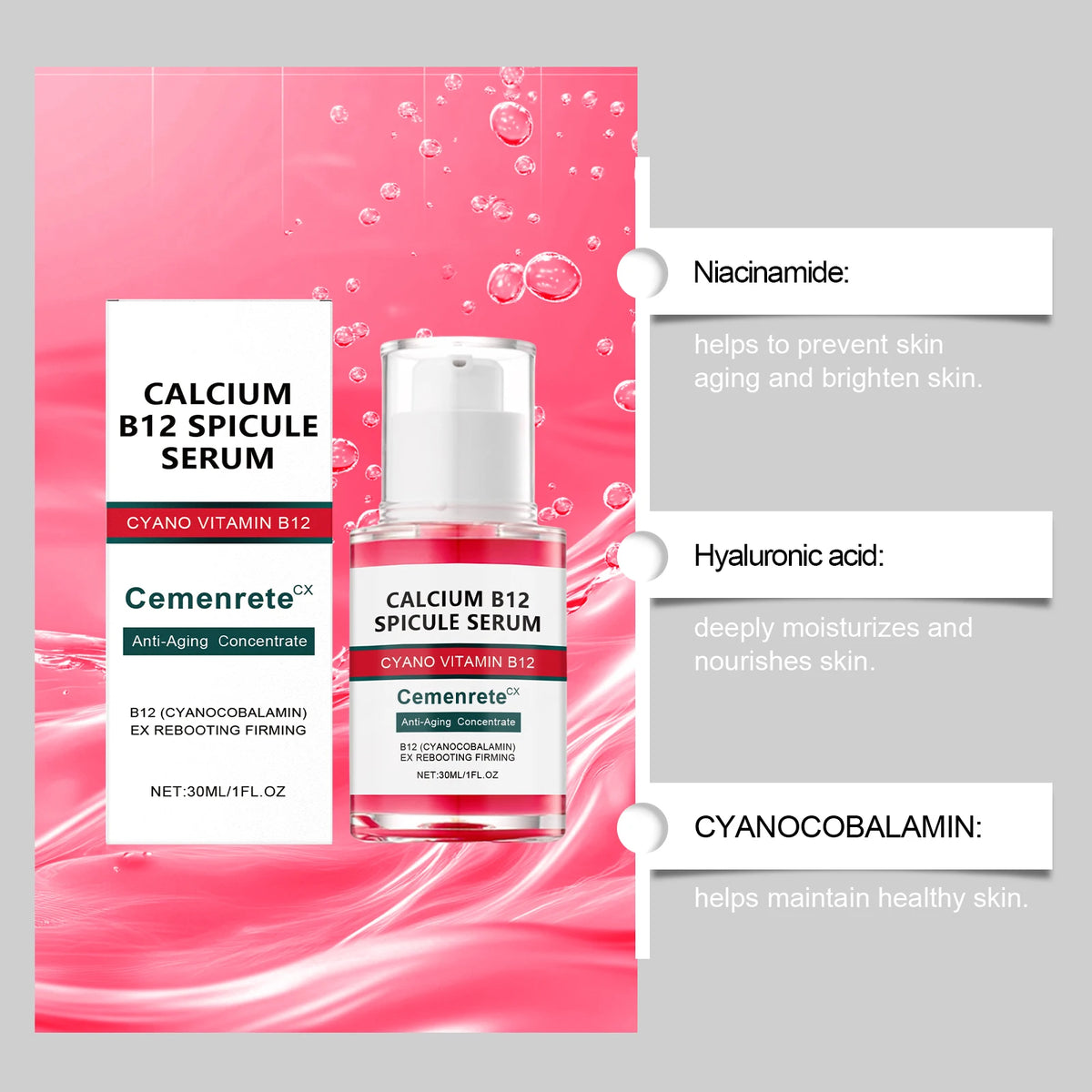Sérum Essence Visage : Minimise les Pores, Hydrate & Nourrit, Apaise & Adoucit la Peau, Essence Éclaircissante