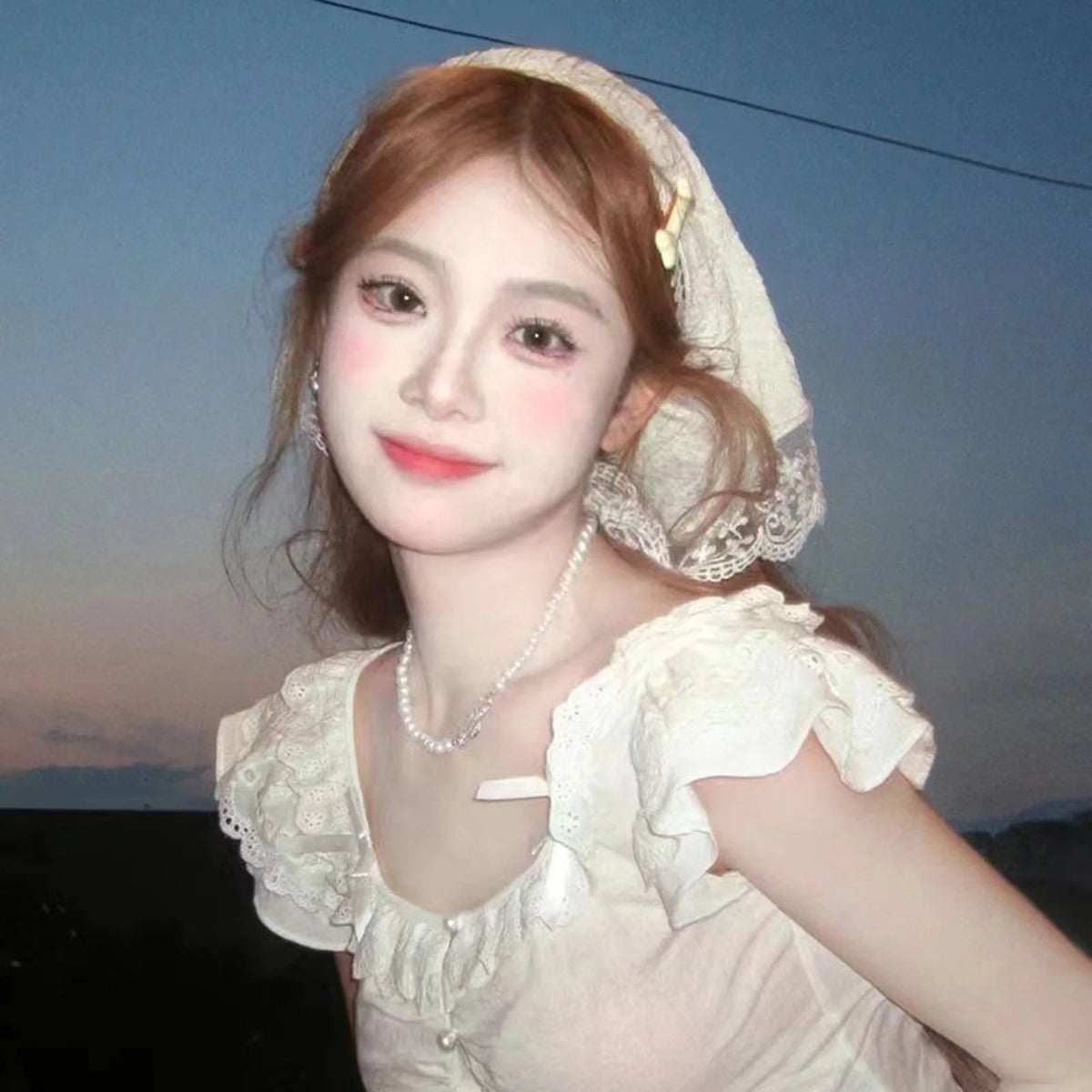 Women's Lace Scarf Headband for Women Non Slip Floral Lace Hair Kerchief Head Scarf for Hair Styling Decor 53*34cm