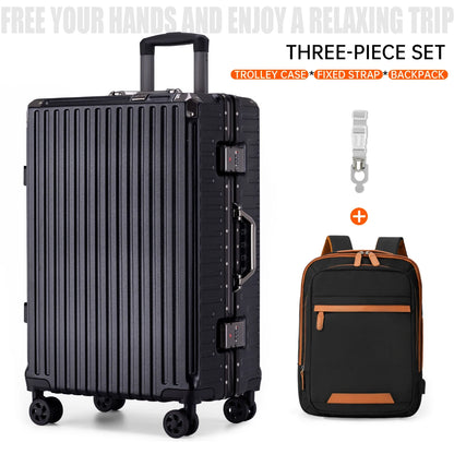 Bagage à roulettes 20 24 26 28" Valise à cadre en aluminium Valise de voyage USB avec roues Serrure à combinaison Bagage cabine