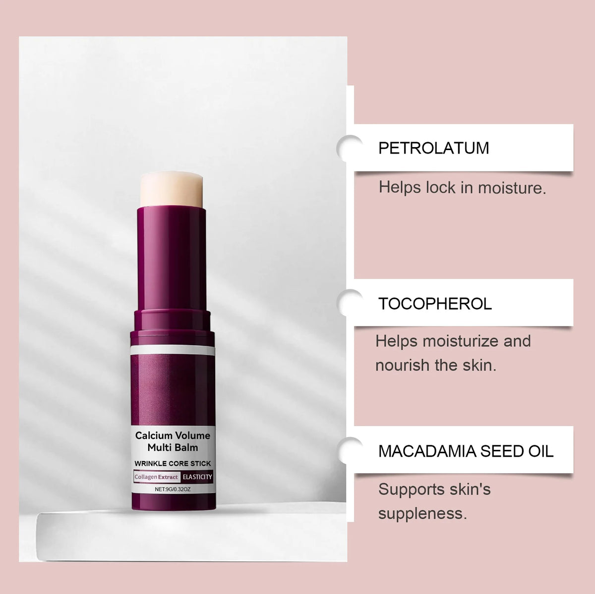 Ensemble de Soins à base de Calcium Anti-Âge Sérum Visage au Calcium Patchs Yeux Multi-Baume Atténue les Ridules Réduit les Cernes Nourrit
