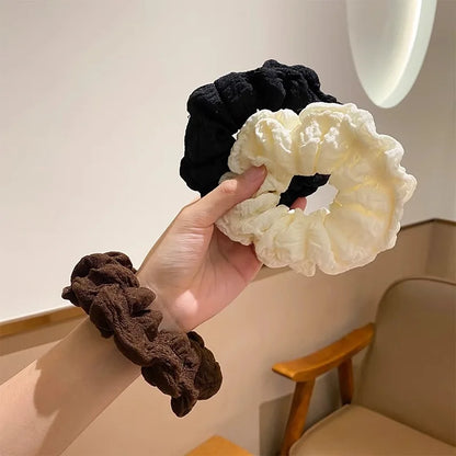 Simple Solid Color Large Intestine Hair Rope for Women Elegant High Ponytail Hair Rope Fashion Girl Meatball Head Scrunchie