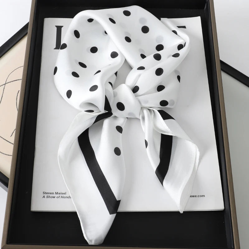 Lady Hair Dot Scarf Female Silk Square Scarves Head Wraps for Women Bandana Fashion Foulard Shawls Female Neckerchief Summer