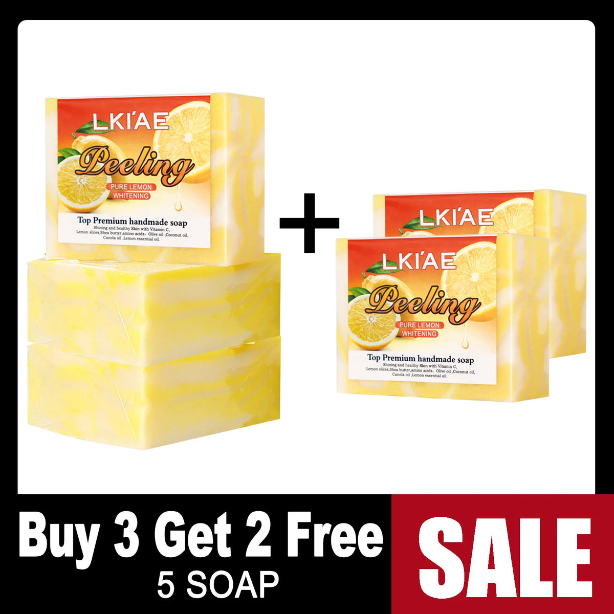 LKIAE Savon Éclaircissant au Citron Pur Naturel, Nettoyant Visage et Corps, Contrôle du Sébum, Élimine l'Acné, les Taches Brunes, les Points Noirs, 150g