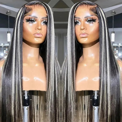 Dark Purple Wig Long Silky Straight Free Part Synthetic Lace Front Wigs Heat Resistant Fiber Wig for Women Daily Party Cosplay