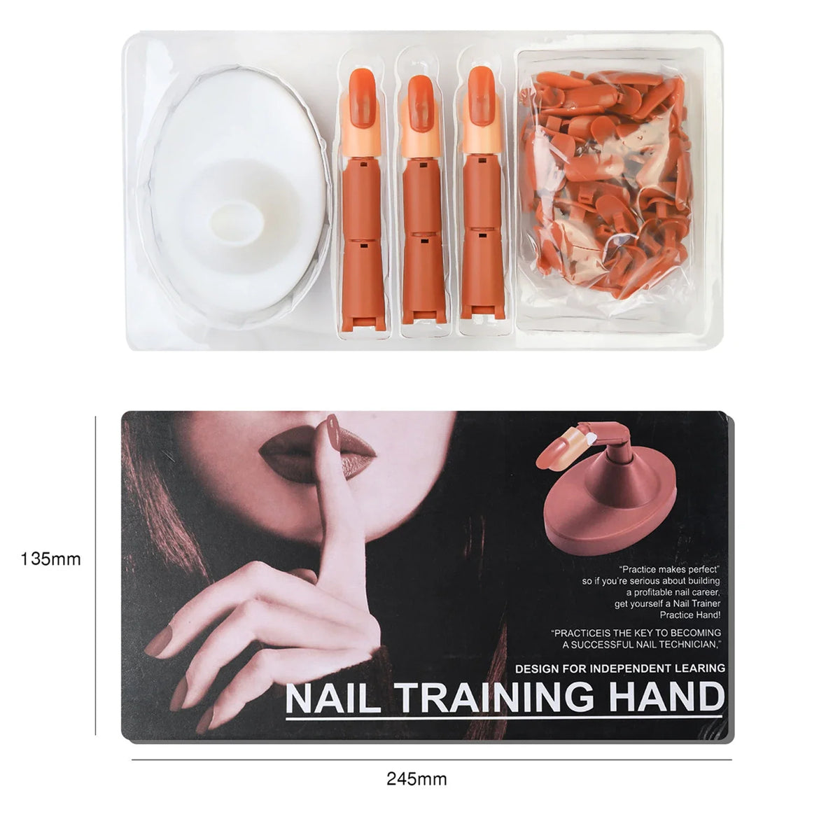 Nail Practice Fingers for Acrylic Nails, 3 Nails for Practice Hand for Acrylic Nails, Training Fingers for Nail Art Beginners
