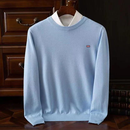 Winter New Men's 6XL Cashmere Cold Resistant Clothing Round Neck Solid Color Pullover Warm Sweaters Casual Pullover Logo Tops