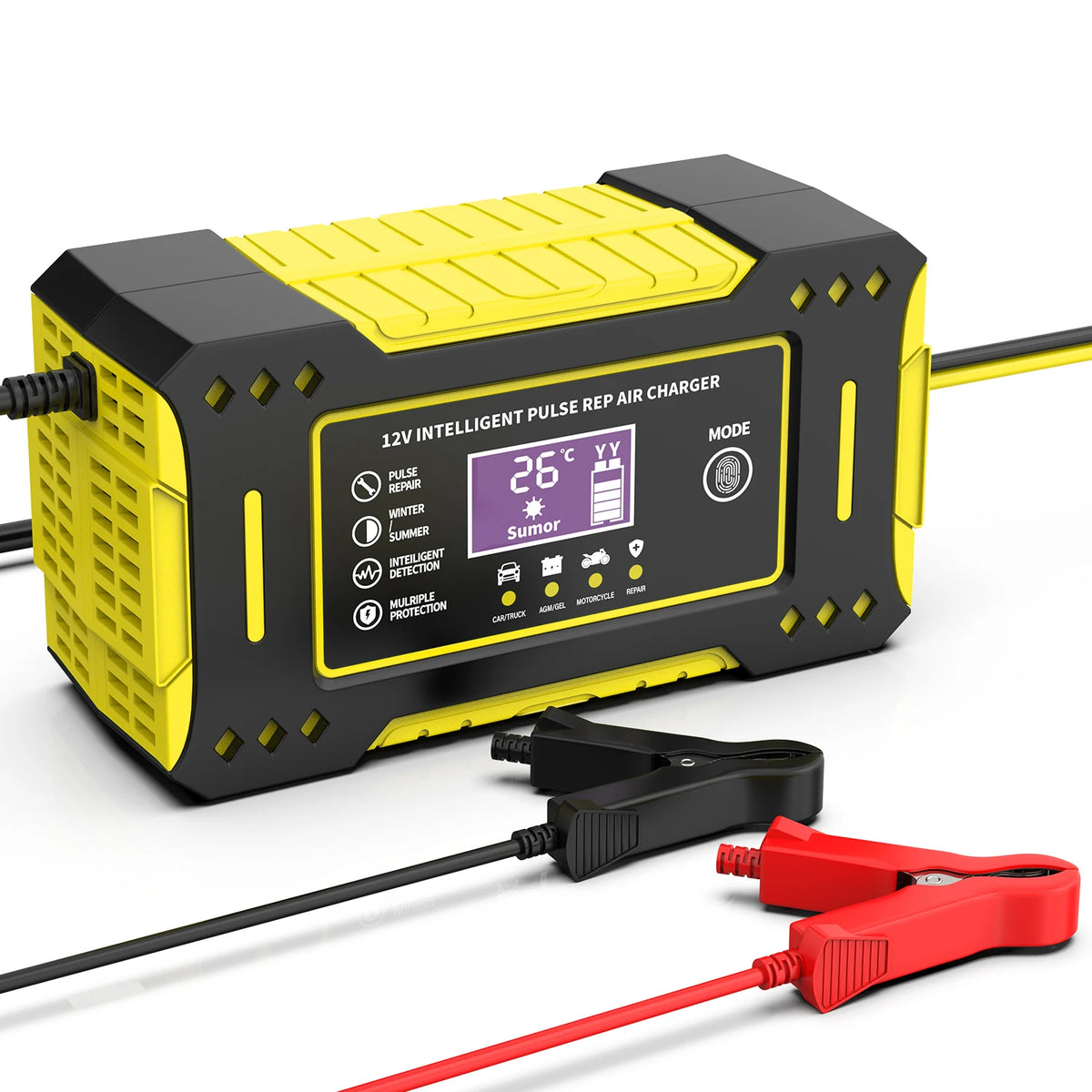 Chargeur de batterie de voiture intelligent 6A 12V avec écran LCD, unité de charge pour batteries de voiture et de moto, batterie au plomb-acide