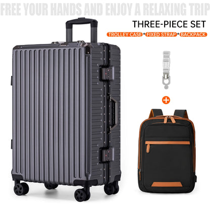 Bagage à roulettes 20 24 26 28" Valise à cadre en aluminium Valise de voyage USB avec roues Serrure à combinaison Bagage cabine
