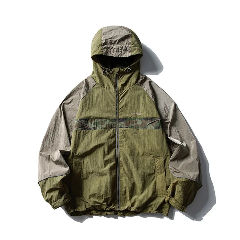 Mountain Outdoor Style Water - Resistant Hooded Jacket for Men, European & American Trendy Brand Trench - Coat Design With