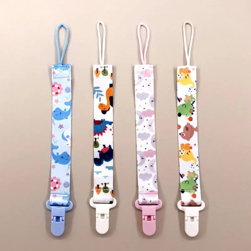 Cartoon Fixed Button Baby Pacifier Clip Chain Ribbon Dummy Soother Holder Chain Anti-drop Buckle Strap for Pacifier Baby Feeding