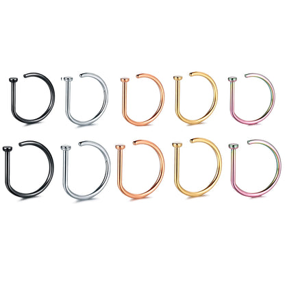 Fake Nose Ring Hoop Lip Labret Ring for Women Non Pierce Hoop Nose Ring  Septum Hoop  Ring Tragus Rook Ring Non Piercing Jewelry