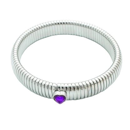 Waterproof Stainless Steel Retro Elasticity Thick Metal Polish Bracelet 18K Gold Plated Trend Fashion Unisex Jewelry Men Women