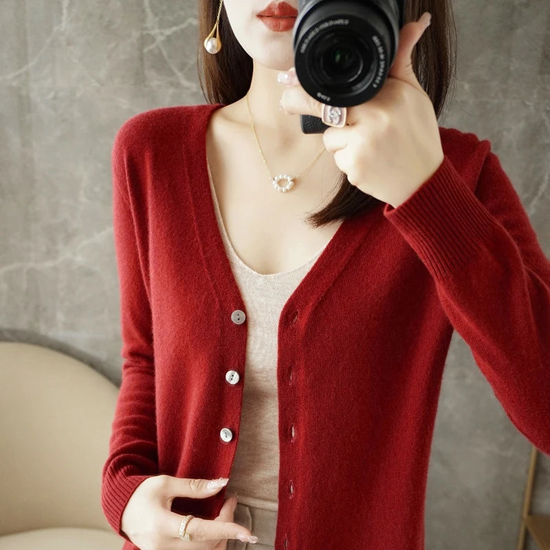 Pull ample pour femme à col en V, style vent frais et élégant