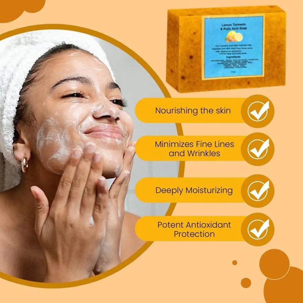 Savon au curcuma et citron / Coussin nettoyant / Crème visage / Sérum - Gamme de produits de soin au curcuma pour éclaircir le teint et nourrir tous les types de peau