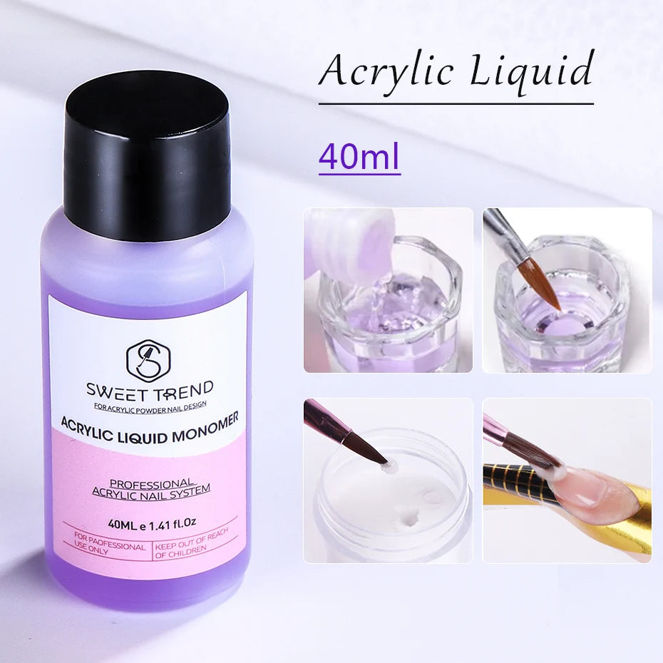40ml Acrylic Liquid For Acrylic Powder Dust Nails Monomer Crystal Nail Tips Carving and Extension Manicure Decoration Tools
