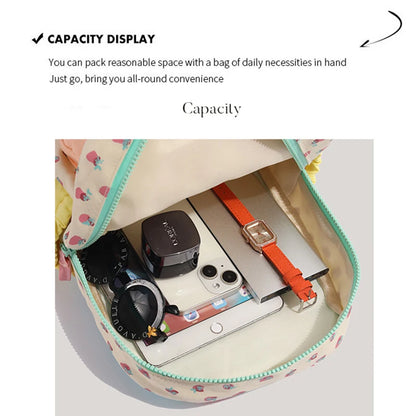 Sac à Dos Étudiant Imprimé Fraise Dopamine Grande Capacité Sac d'École Mignon pour Filles Cartable Doux pour Enfants de Maternelle