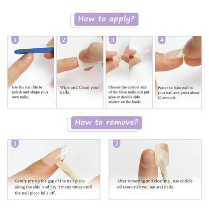 Acrylic Long Square Fake Nail With Glue Sticker 24Pcs Glossy Black Press On False Nails For Gluing DIY Manicure Finger Tips