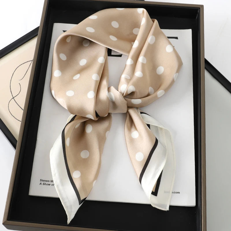 Lady Hair Dot Scarf Female Silk Square Scarves Head Wraps for Women Bandana Fashion Foulard Shawls Female Neckerchief Summer