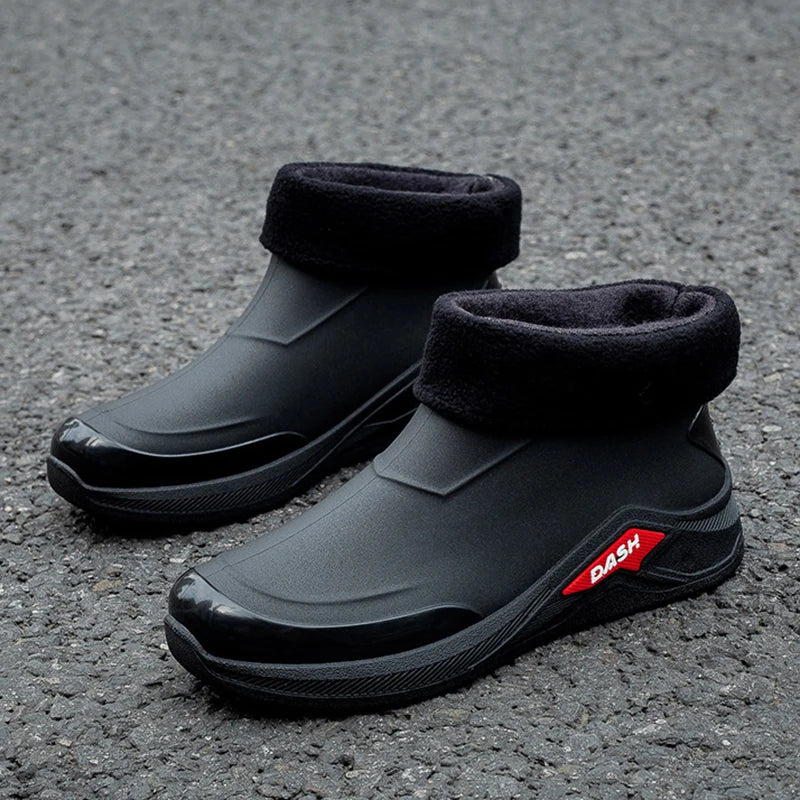 Men Rain Boots Non-slip Shoes Outdoor Rain Boots Casual Outdoor Short-tube Working Fishing Rubber Shoes Waterproof Shoes for Men