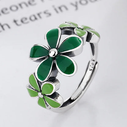 Bagues en argent sterling 925 pour femmes, couple, minimalistes, faites à la main, simples, avec feuille verte, bijoux fins, cadeau anti-allergie