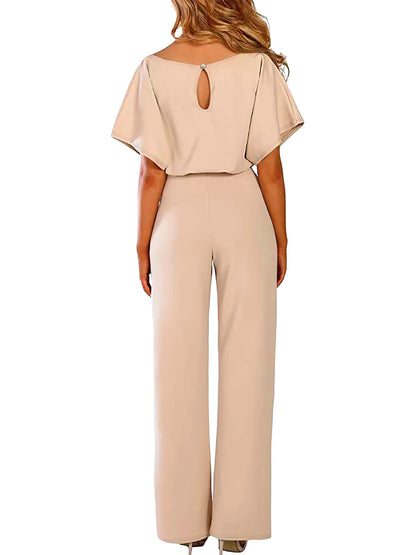 Combinaison Ceinturée Femme Pantalon Large Décontracté Tenue d'été pour Trajet Quotidien Élégante et Confortable