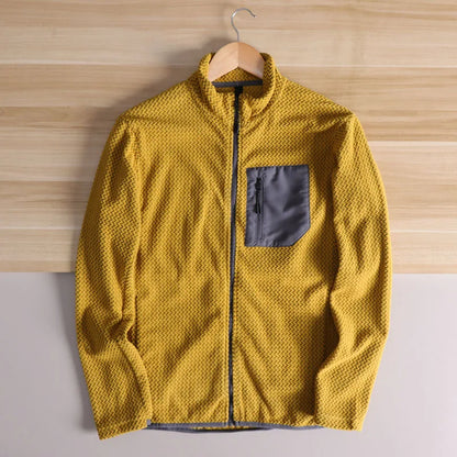 Outdoor Jacket, Casual, Fishing, Cycling, Camping, Hiking, Mountaineering, Trekking, Wave Pattern, Stand-up Collar Fleece Jacket