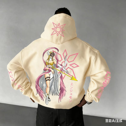 Nouveau Sweat à Capuche Oversize Homme Femme Digimon Anime Streetwear Décontracté Pull Sweat-shirt Veste à Capuche Automne Hiver Vêtements Y2k Hauts