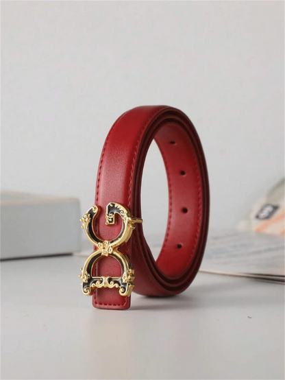 "1 piece of women's alphabet-style leather belt, suitable for jeans, skirts, fashionable autumn, fall, and Christmas, a versatil