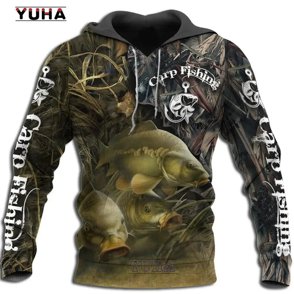Sweat à capuche pour hommes, motif carpe de pêche 3D cool, Harajuku, unisexe, décontracté, pull, hoodies, sudadera hombre