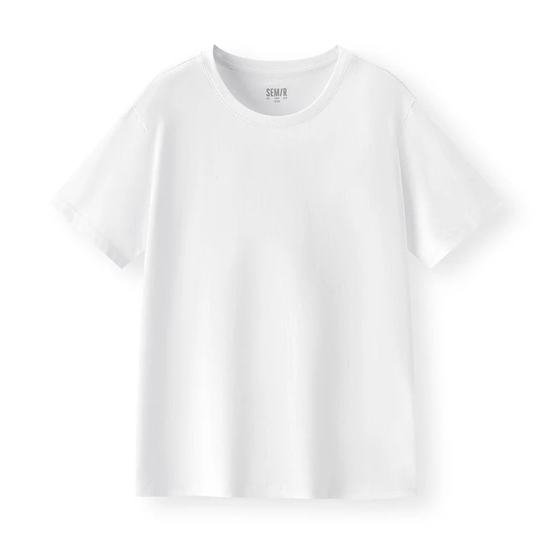 Semir Short Sleeve T-Shirt Men Pure Cotton Bottoming Shirt 2026 New Spring Solid Color Inner Layer Top Versatile White T-Shirt