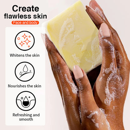 LKIAE Natural Turmeric Whitening Soap Bar, Anti Acne, Dark Spots, Moisturize and Smoothen Skin, With Honey, Glycerin, 150g