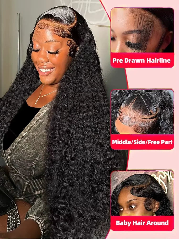 Wigirl 220 % 30 36 pouces HD Transparent 13x6 Perruques Cheveux Humains Ondulés Profonds Lace Front Remy Brésilien Frisé 13x4 Perruque Frontale Pour Femmes