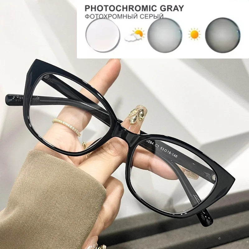 New Maillard Wind Net Red Cold Brown Cat Eye Glasses Frame Women's Plain Face Photo Frame Degrees 0~-6.00