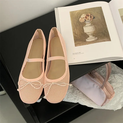 Nouvelles Chaussures Décontractées de Luxe Printemps/Été 2025 pour Femmes, en Maille Creuse avec Bande Élastique, Fond Plat Antidérapantes