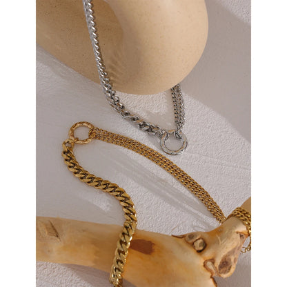 Yhpup Gold Color Chain Statement Necklace for Women Stainless Steel Metal Charm Simple Jewelry Bijoux Acier Inoxidable Femme