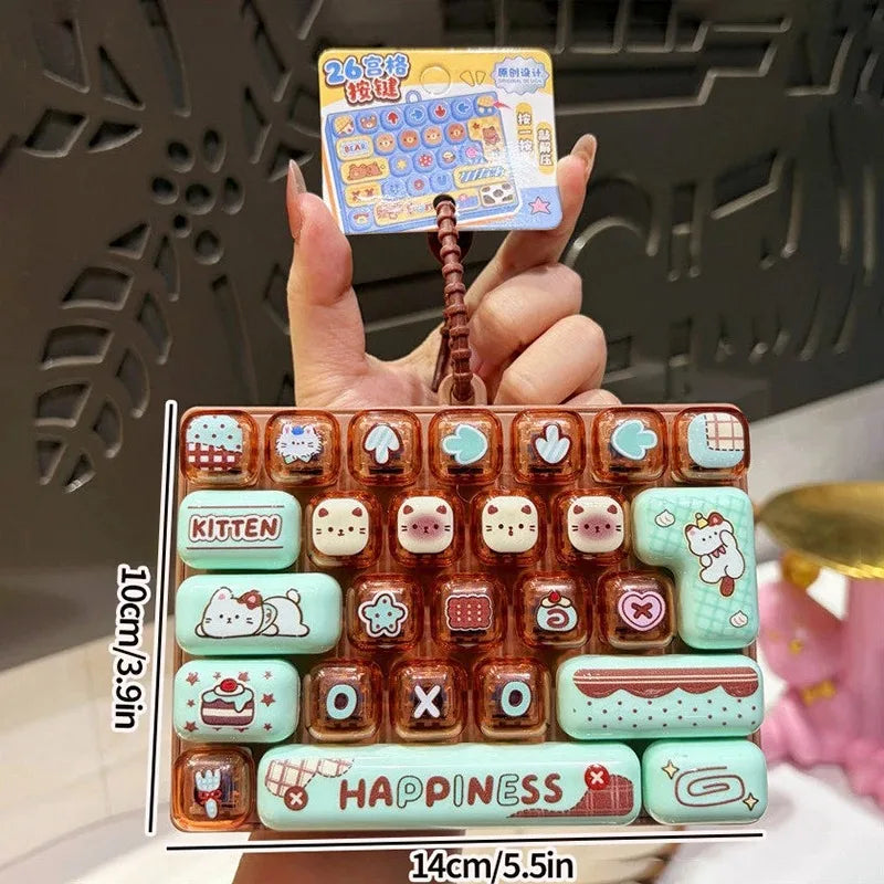 In Stock /26Grid Keycap /;Clicker Anti Stress Fidget Keyboard Keychain Decompression Button Cartoon Party Favor Gift 26구 키캡 키링