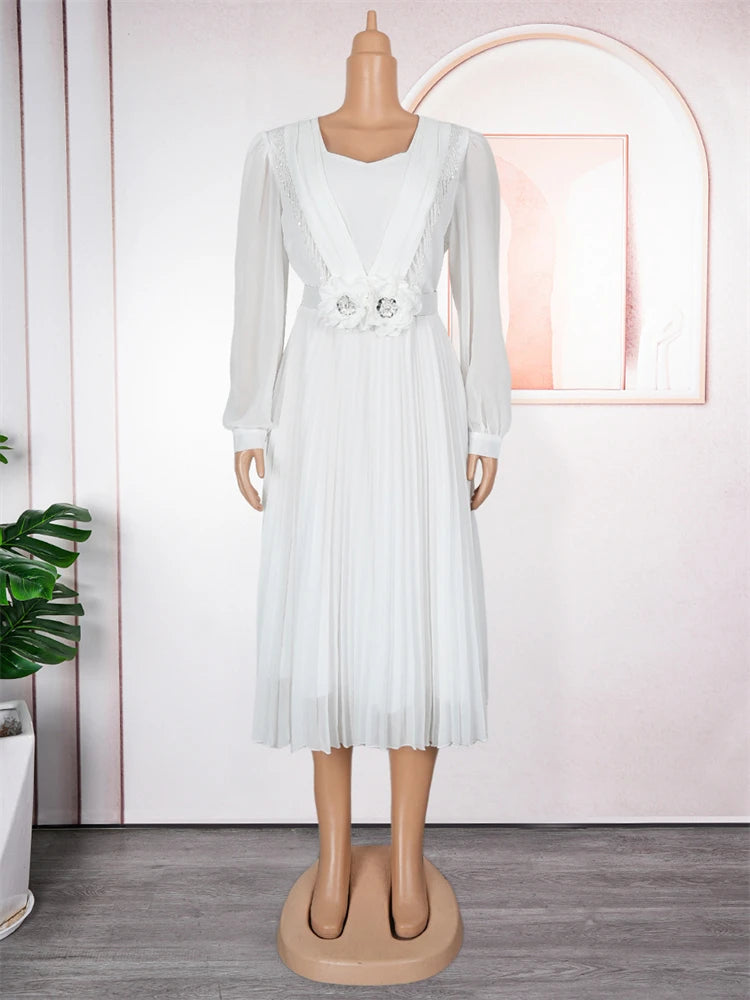 Party Evening Dresses Elegant Women Long Sleeve Chiffon Dress Wedding Prom Birthday Gowns African Dashiki Maxi Robe Lady Clothes