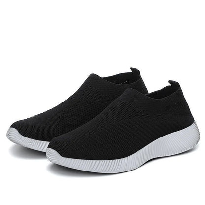Women Sneaker Summer Elastic Force Mesh Breathable Flat Ladies Slip on Casual Sports Shoes Comfortable Vulcanize Shoes