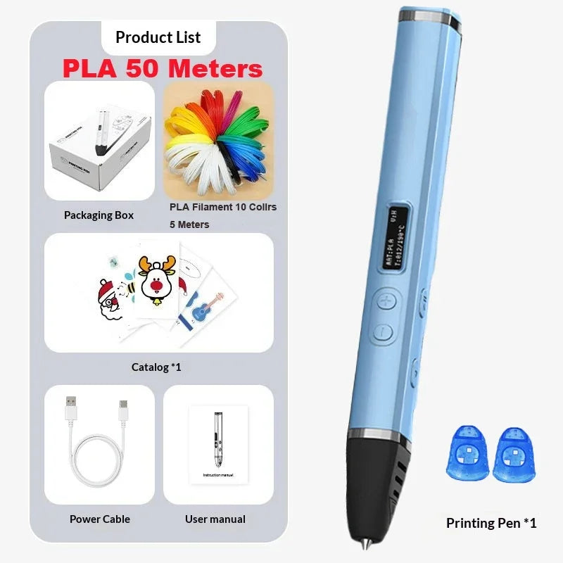 Professional 3D Print Pen Competition Level OLED Display 3D Printing Pens With PLA Filament 3D Doodling Making Detachable Design
