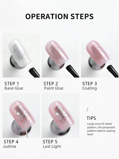 15ML Vernis à Ongles Gel Peinture Métallique Argent Miroir Soak Off Gel Vernis à Ongles Argent Miroir Paillettes Gel UV Pour Manucure à Domicile DIY