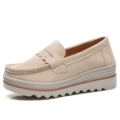 EOFK Printemps Automne Femmes Mocassins Plats Plateforme Dames Cuir Véritable Confort Compensées Mocassins Orthopédiques Chaussures Décontractées à Enfiler