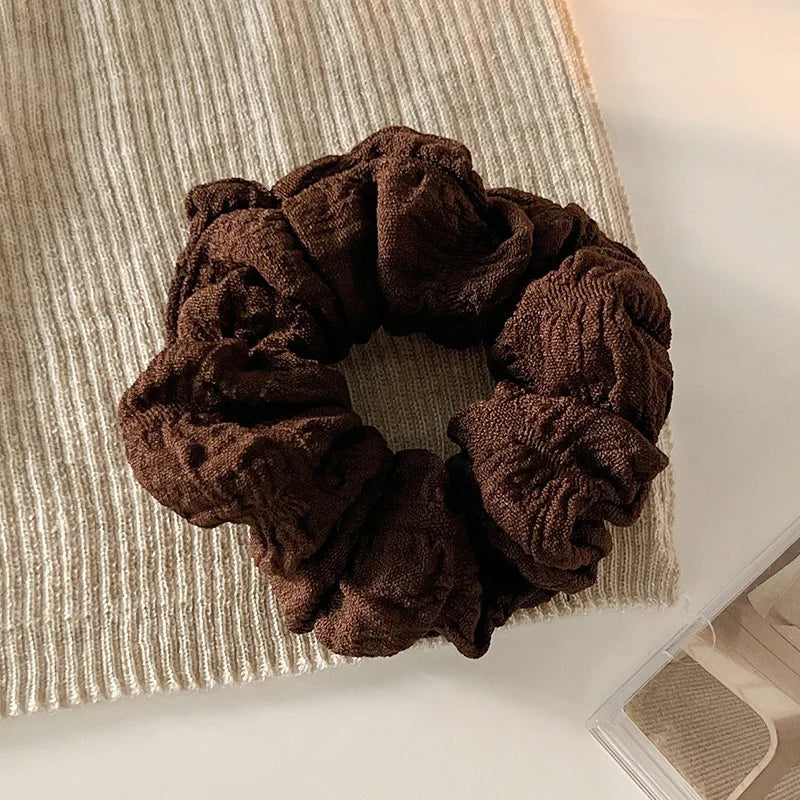 Simple Solid Color Large Intestine Hair Rope for Women Elegant High Ponytail Hair Rope Fashion Girl Meatball Head Scrunchie