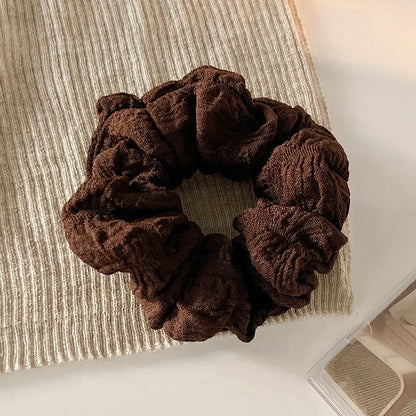 Simple Solid Color Large Intestine Hair Rope for Women Elegant High Ponytail Hair Rope Fashion Girl Meatball Head Scrunchie