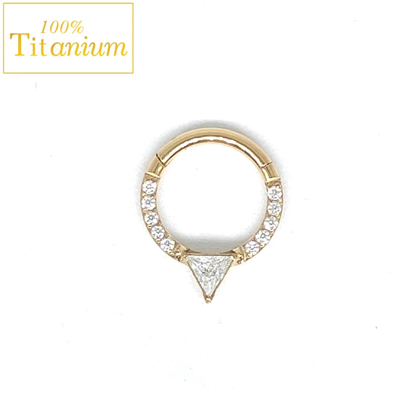 Anneaux de nez en titane G23, clicker de septum articulé, segment pour oreille, tragus, cartilage, hélix, daith, lèvre, bijoux de piercing, boucles d'oreilles dorées