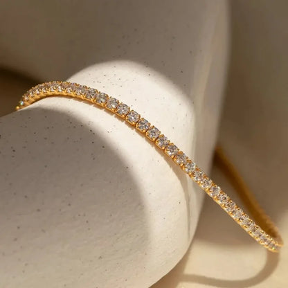 Bracelet de tennis rond en zircon avec strass à une seule rangée, bijou de main de niche, mode européenne et américaine