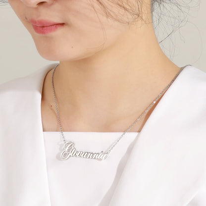 Custom Necklace Name Logo Personalized Pendant Nameplate Gift For Women Men Mother Couple Family Stainless Steel Chain Jewelry