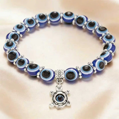 Turkish Evil Eye Bracelet for Men Women Blue Beaded Handmade Charm Jewelry with Butterfly Pendant Charm Bracelet Jewelry