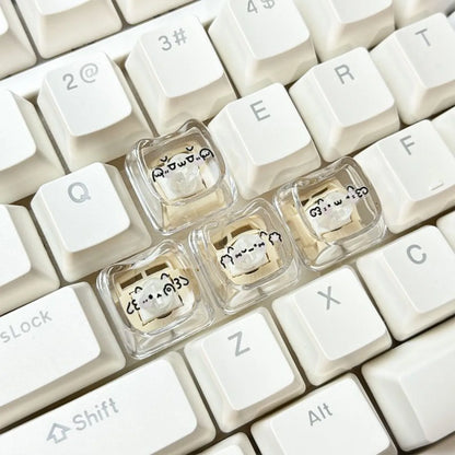 Cute MAO Profile WASD Keycpas Cat-shaped Animate Cartoon Expression Emoji Kaomoji Key Caps for MX Switch DIY Mechanical Keyboard