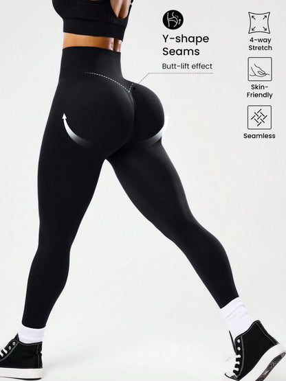 Legging de sport taille haute gainant pour femme, effet push-up, respirant, séchage rapide, avec découpe en V au dos