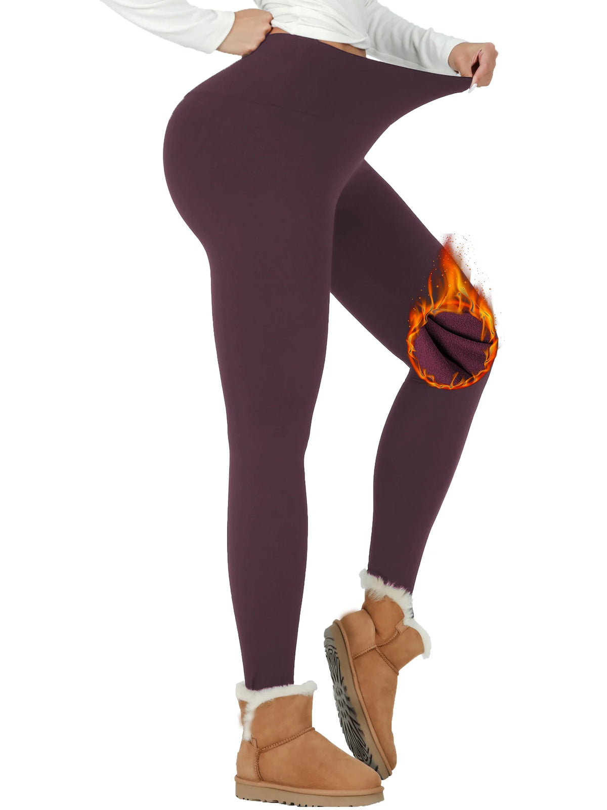 Womens Thermal Fleece Lined High Waisted Leggings. Workout Winter Warm Thick Tights Soft Yoga Pants
